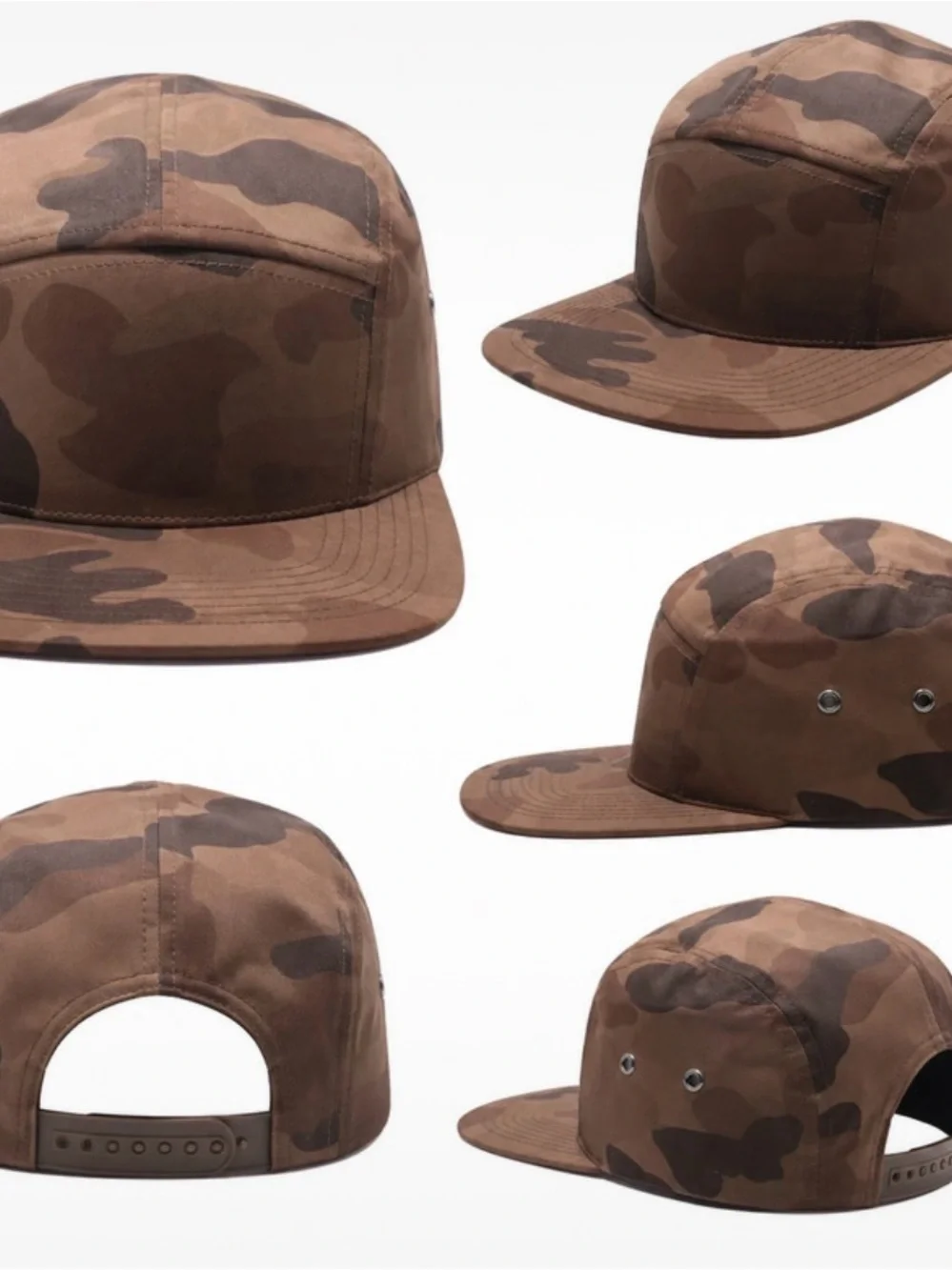 Brown Camo 5-Panel Cap - Unbranded